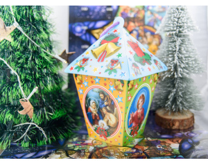 Lampion Adwentowy Plastikowy Niebieski