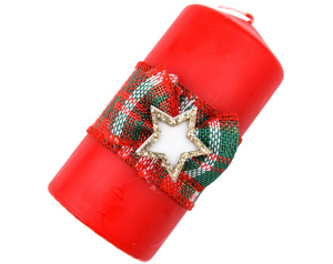 Świeca Walec Czerwony Na Boże Narodzenie z Gwiazdą 12 cm