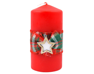 Świeca Walec Czerwony Na Boże Narodzenie z Gwiazdą 12 cm