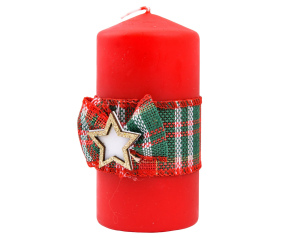 Świeca Walec Czerwony Na Boże Narodzenie z Gwiazdą 12 cm
