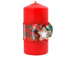 Świeca Walec Czerwony Na Boże Narodzenie z Gwiazdą 12 cm