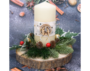 Stroik Na Boże Narodzenie ze Świecą Ecru