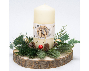 Stroik Na Boże Narodzenie ze Świecą Ecru