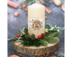 Stroik Na Boże Narodzenie ze Świecą Ecru