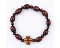 Różaniec Bransoletka Drewniana Na Gumce Brązowa