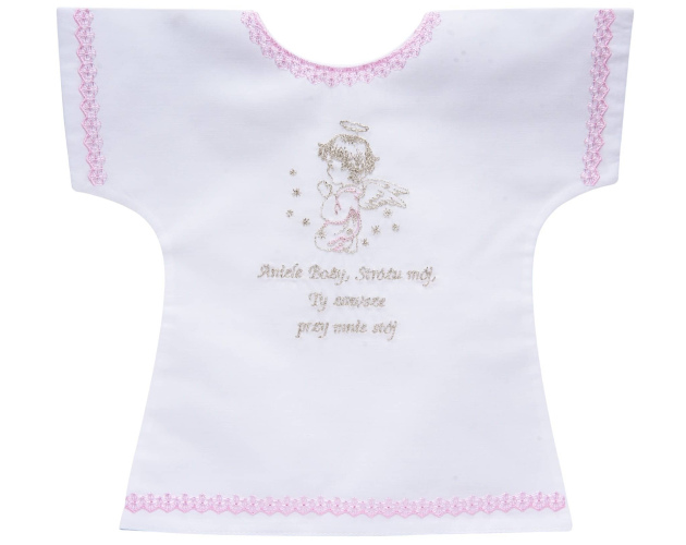 Szatka Do Chrztu Bewełniana Różowa Aniołek