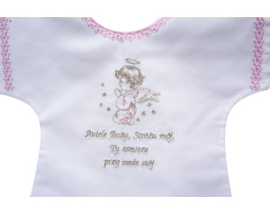 Szatka Do Chrztu Bewełniana Różowa Aniołek