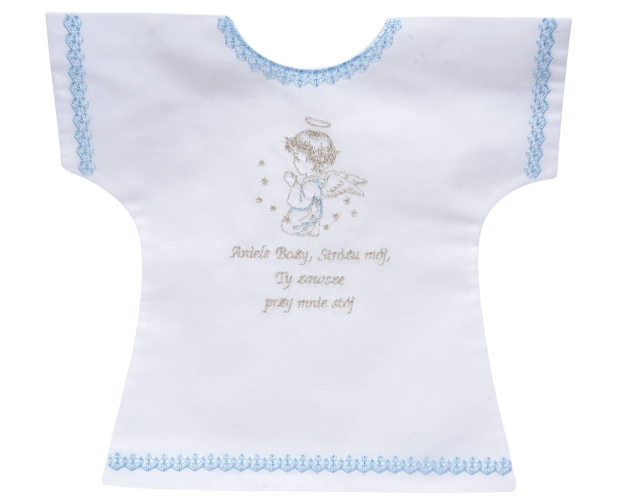 Szatka Do Chrztu Bawełniana Niebieska Aniołek