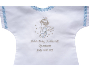 Szatka Do Chrztu Bawełniana Niebieska Aniołek