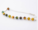Różaniec Bransoletka Srebrna 10 Agat Zielono Żółty