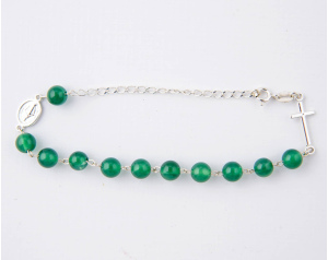 Różaniec Bransoletka Srebrna 10 Agat Zielony