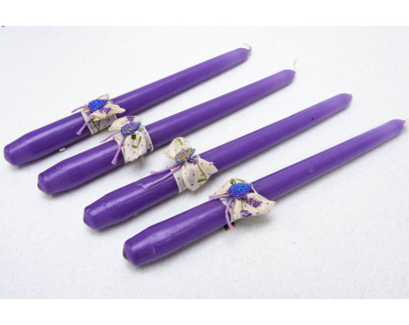 Świeca stołowa fioletowa zestaw ozdobny