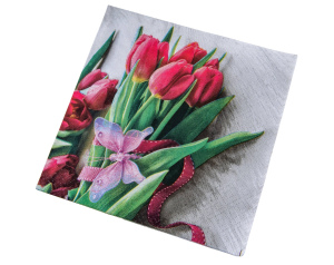 Serwetka dekoracyjna tulipany czerwone