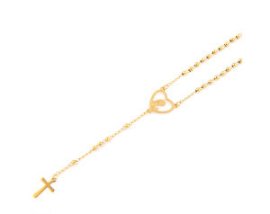 Różaniec metalowy rozpinany z Maryja, kolor złoty