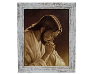Obraz Jezus Modlący Się Biała Przecierana Rama