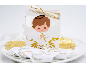 Upominek na Komunię Świętą Krówki w Pudełku z Aniołkiem