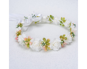 Wianek komunijny biało-zielony