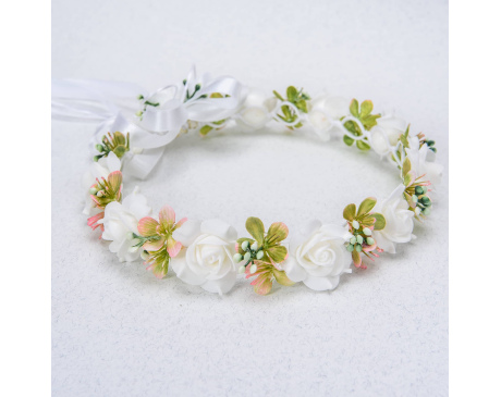 Wianek komunijny biało-zielony