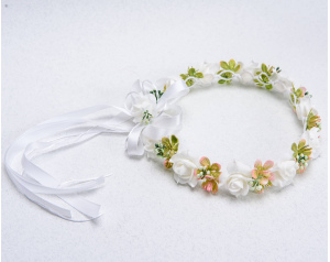 Wianek komunijny biało-zielony