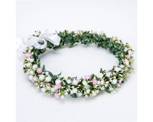 Wianek komunijny stokrotki zielony