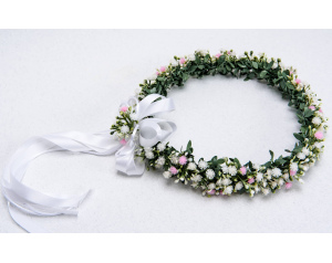 Wianek komunijny stokrotki zielony