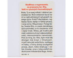 Karta Z Modlitwą - Święta Rita