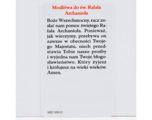 Karta Z Modlitwą - Święty Rafał Archanioł