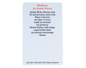 Karta z Modlitwą Anioł Stróż – Obrazek do Portfela