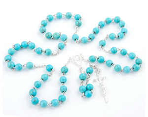 Różaniec Srebrny Turkus