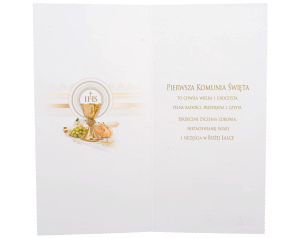 Kartka na komunię z IHS Pamiątka Pierwszej Komunii Świętej Dla Dziewczynki