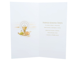 Kartka na komunię z IHS Pamiątka Pierwszej Komunii Świętej Dla Chłopca z Kopertą