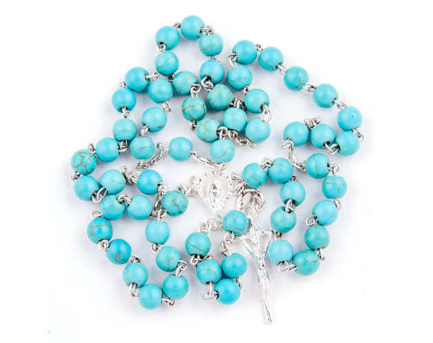 Różaniec Srebrny Turkus