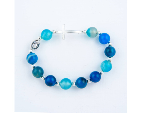 Różaniec Bransoletka Agat Niebieski