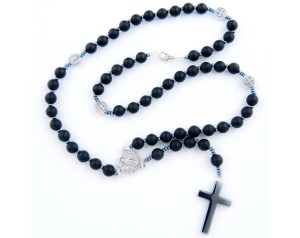 Różaniec Na Szyję Z Kamieni Onyx Matowy Benedykt