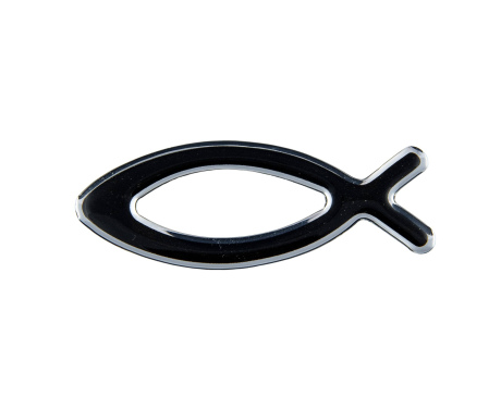 Naklejka rybka na samochód mała czarno-srebrna