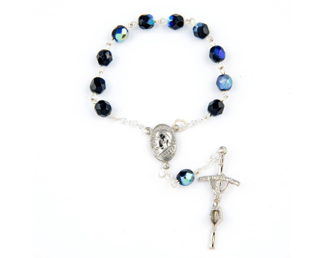 Różaniec Kryształkowy 10 Granatowy Opal