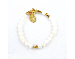 Różaniec Bransoletka Masa Perłowa Medalik