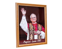Obraz religijny Papież Leon XIV ramka ozdobna