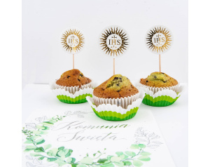 Toppery na tort komunijny babeczki Komunia Święta IHS 6szt