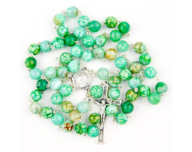 Różaniec z Kamieni Naturalnych 8 mm – Zielony, Ręcznie Robiony na Prezent
