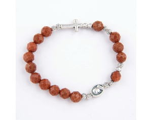 Bransoletka Różańcowa z Krzyżem Piasek Pustyni