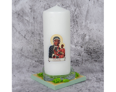 Świeca Biała Liturgiczna z Matką Boską Częstochowską