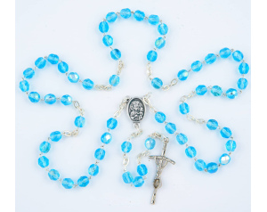 Różaniec Maryjny Kryształkowy Niebieski Aqua