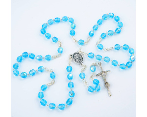 Różaniec Maryjny Kryształkowy Niebieski Aqua