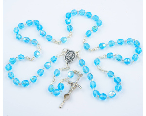 Różaniec Maryjny Kryształkowy Niebieski Aqua