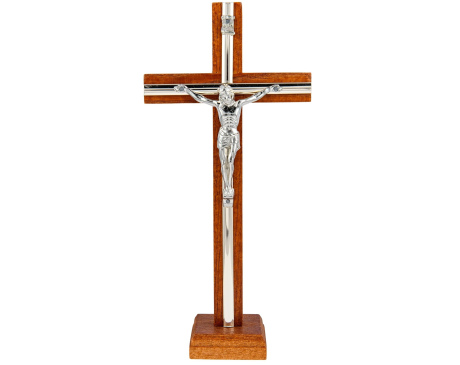 Krzyż drewniany stojący 20 cm ciemny