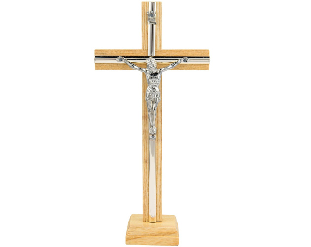 Krzyż drewniany stojący 20 cm jasny