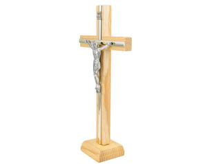 Krzyż drewniany stojący 20 cm jasny