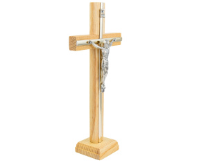 Krzyż drewniany stojący 20 cm jasny