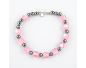Różaniec Bransoletka Kocie Oko Różowe